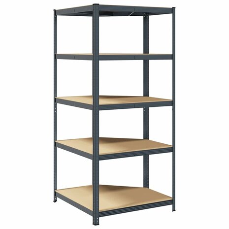 Hoekrek 5-laags staal en bewerkt hout antracietkleurig 6