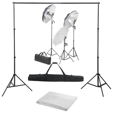 Fotostudioset met verlichtingsset en achtergrond 1