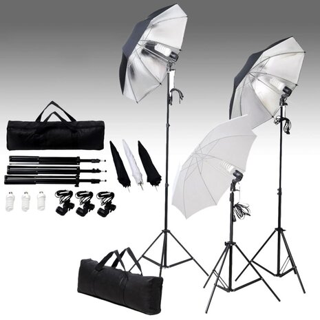 Fotostudioset met verlichtingsset en achtergrond 1