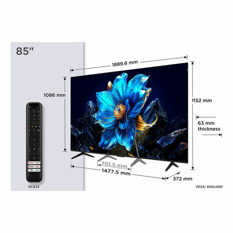 Smart TV TCL 85P7K 85" 4K Ultra HD HDR QLED 5