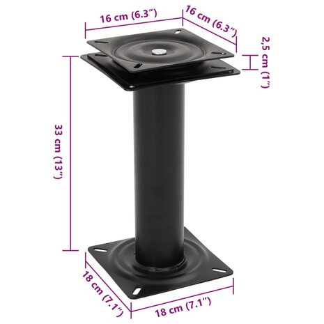 Bootstoelpoten 2 st met 360° draaiplateau staal 9