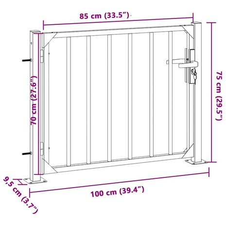 Poort 100x75 cm roestvrij staal 8