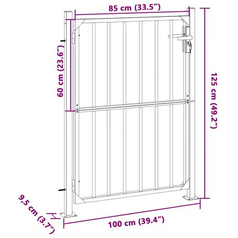 Tuinpoort 100x125 cm roestvrij staal 8