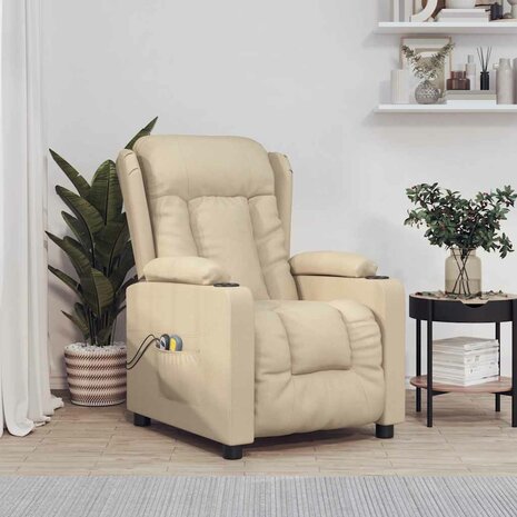 Massagestoel elektrisch stof crèmekleurig 1