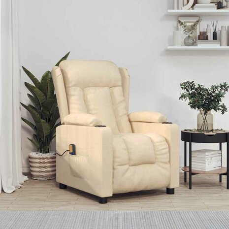 Massagestoel stof crèmekleurig 1