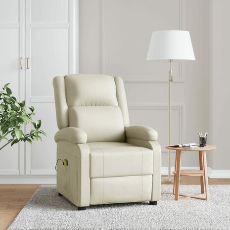 Massagestoel kunstleer crèmewit 1