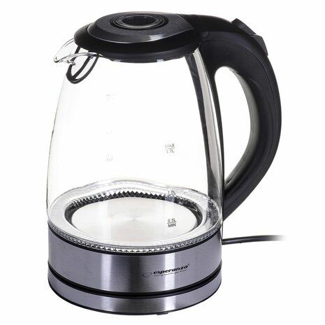 Waterkoker Esperanza EKK012  Zwart Glas Plastic 2200 W 1,7 L 5