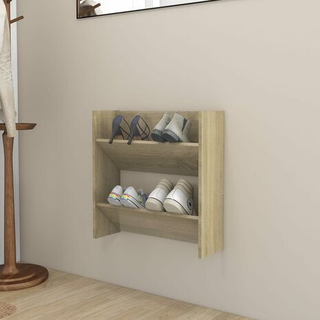 Wandschoenenkast 60x18x60 cm spaanplaat sonoma eikenkleurig 1