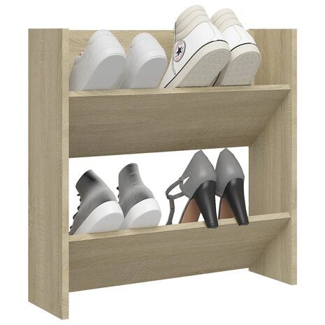 Wandschoenenkast 60x18x60 cm spaanplaat sonoma eikenkleurig 3