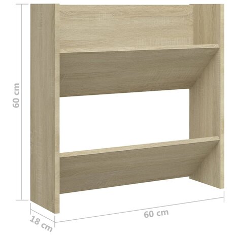 Wandschoenenkasten 2 st 60x18x60 cm spaanplaat sonoma eiken 8