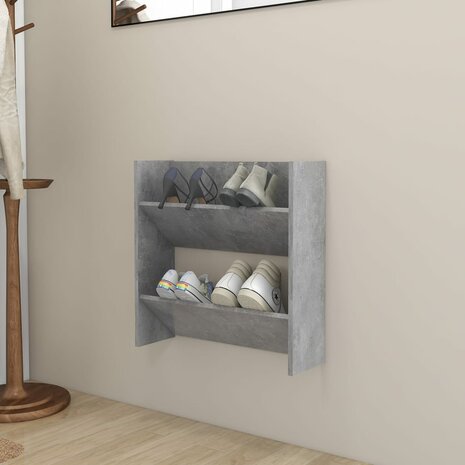 Wandschoenenkast 60x18x60 cm spaanplaat betongrijs 1