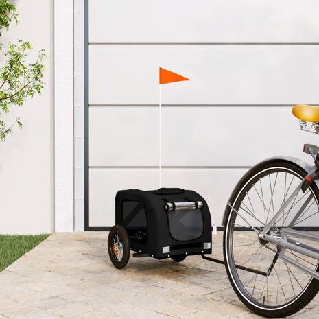 Hondenfietstrailer oxford stof en ijzer zwart 1