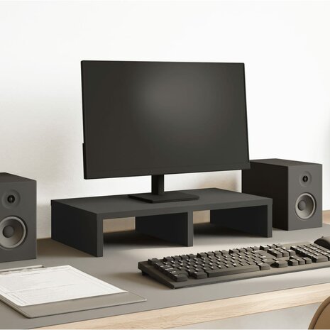 Monitorstandaard 50x27x10 cm bewerkt hout zwart 1