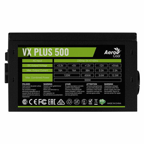 Voedingsbron Aerocool VX Plus 500 500 W ATX 80 PLUS 5