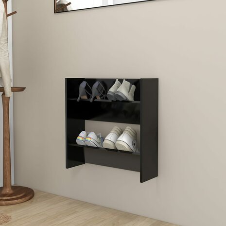Wandschoenenkast 60x18x60 cm bewerkt hout zwart 1