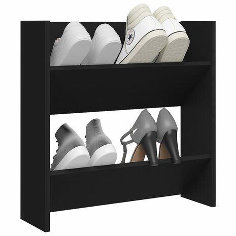 Wandschoenenkast 60x18x60 cm bewerkt hout zwart 3