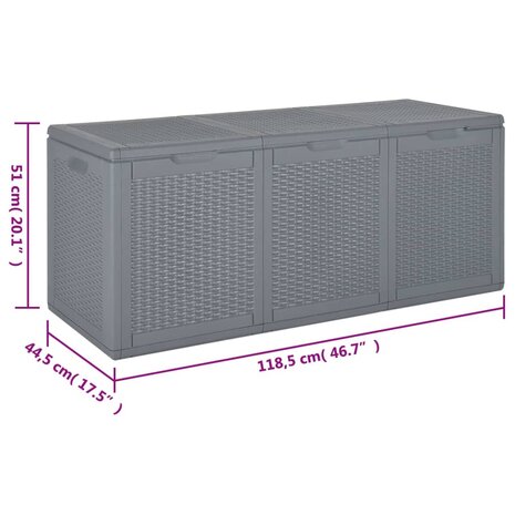 Tuinbox 270 L PP rattan grijs 8