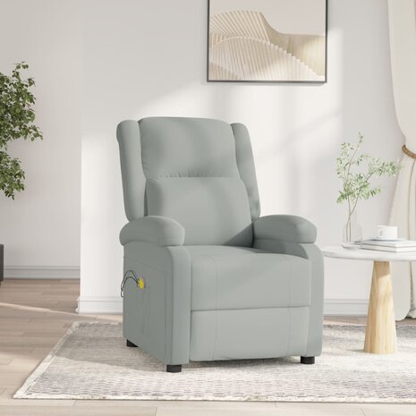 Massagestoel elektrisch fluweel lichtgrijs 1