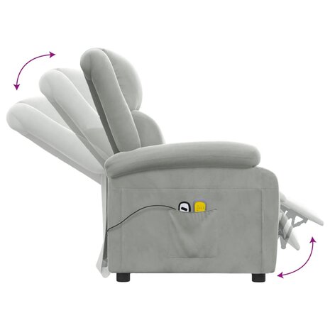 Massagestoel elektrisch fluweel lichtgrijs 7