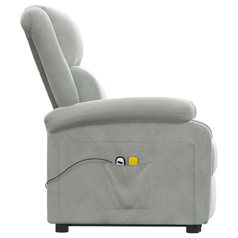 Sta-op-massagestoel fluweel lichtgrijs 5
