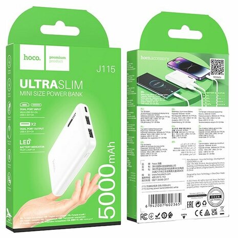 Powerbank Hoco J115 white Wit 5000 mAh 4