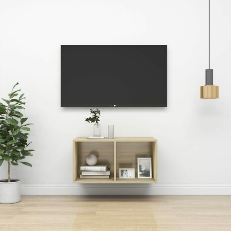 Tv-wandmeubel 37x37x72 cm bewerkt hout sonoma eikenkleurig 1