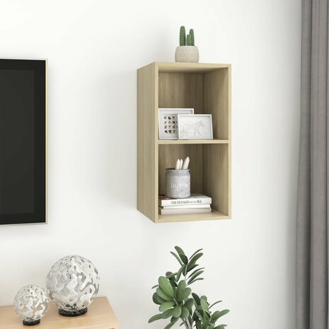 Tv-wandmeubel 37x37x72 cm bewerkt hout sonoma eikenkleurig 7