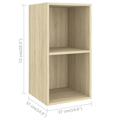 Tv-wandmeubel 37x37x72 cm bewerkt hout sonoma eikenkleurig 9