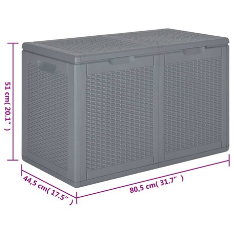 Tuinbox 180 L PP rattan grijs 8
