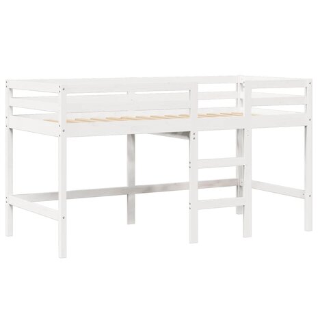 Halfhoogslaper met ladder en bedhuis grenenhout wit 90x190 cm 5