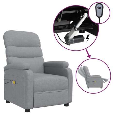 Massagestoel elektrisch stof lichtgrijs 2
