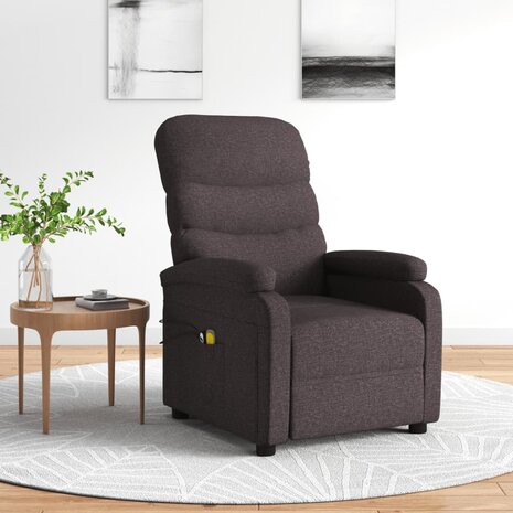 Massagestoel elektrisch verstelbaar stof donkerbruin 1
