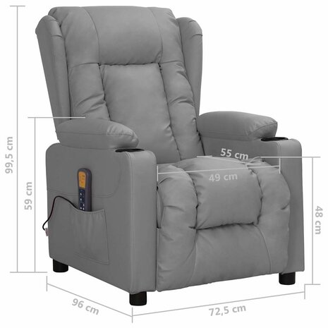Massagestoel kunstleer grijs 9
