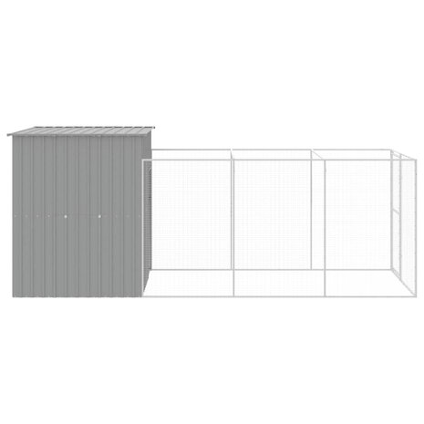 Hondenhok met ren 165x455x181 cm staal lichtgrijs 4
