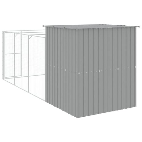 Hondenhok met ren 165x455x181 cm staal lichtgrijs 5