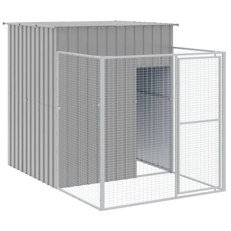 Hondenhok met ren 165x455x181 cm staal lichtgrijs 6
