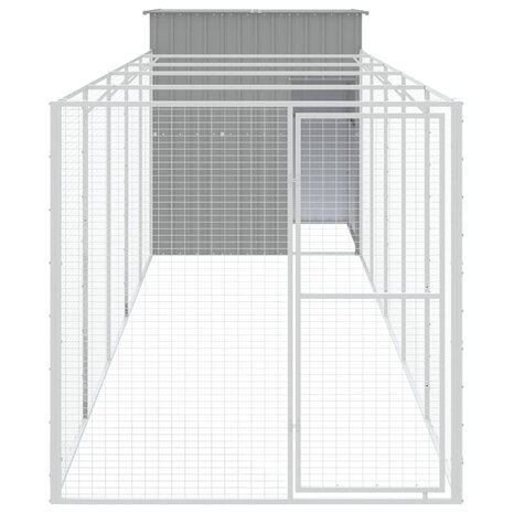 Hondenhok met ren 165x659x181 cm gegalvaniseerd staal grijs 3