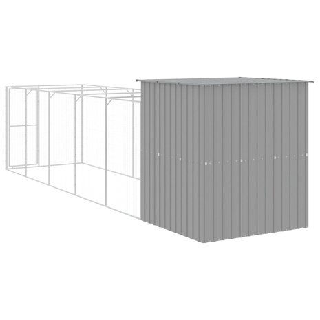 Hondenhok met ren 165x659x181 cm gegalvaniseerd staal grijs 5