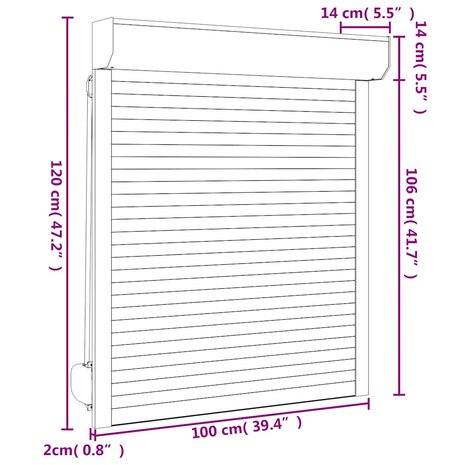 Rolluik 100x120 cm aluminium wit 7