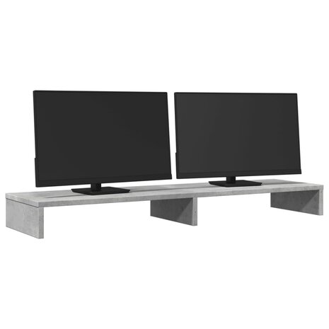 Monitorstandaard 100x27x10 cm bewerkt hout betongrijs 3