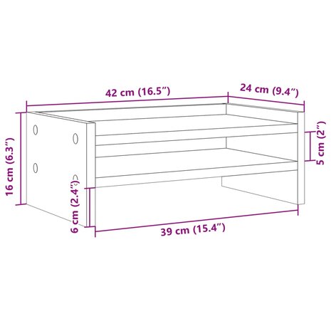 Monitorstandaard 42x24x16 cm bewerkt hout gerookt eikenkleurig 9