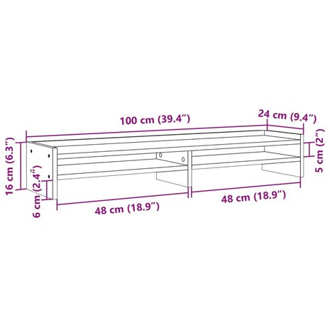 Monitorstandaard 100x24x16 cm bewerkt hout sonoma eikenkleurig 9