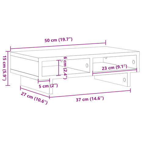 Monitorstandaard 50x27x15 cm bewerkt hout zwart 9