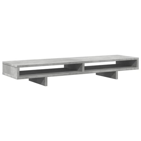 Monitorstandaard 100x27x15 cm bewerkt hout betongrijs 2