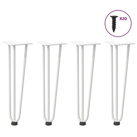 Haarspeld tafelpoten 4 st 42 cm massief staal wit 1