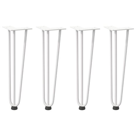Haarspeld tafelpoten 4 st 42 cm massief staal wit 2