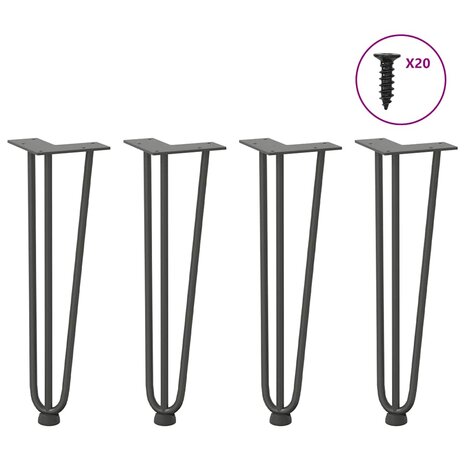 Haarspeld tafelpoten 4 st 42 cm massief staal antracietkleurig 1