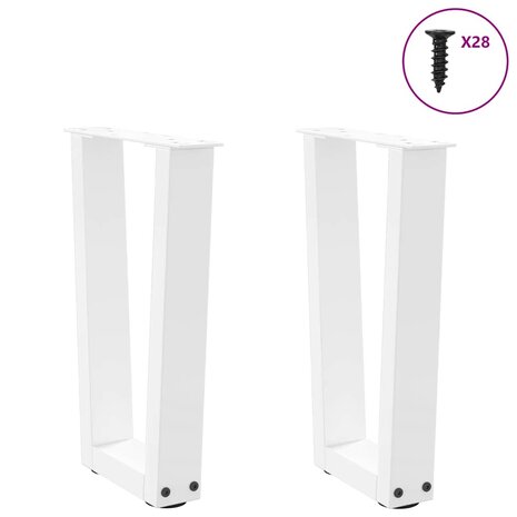 Eettafelpoten 2 st V-vormig 28x(42-43,3) cm staal wit 3