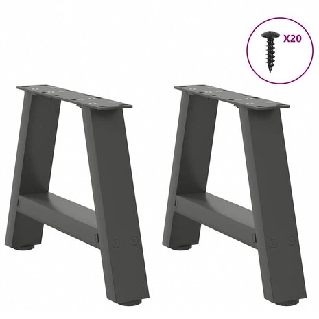 Salontafelpoten 2 st A-vormig 40x(30-31) cm staal antraciet 3