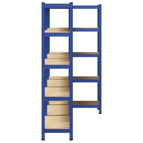 Opbergrekken 3 st 5-laags staal en bewerkt hout blauw 5